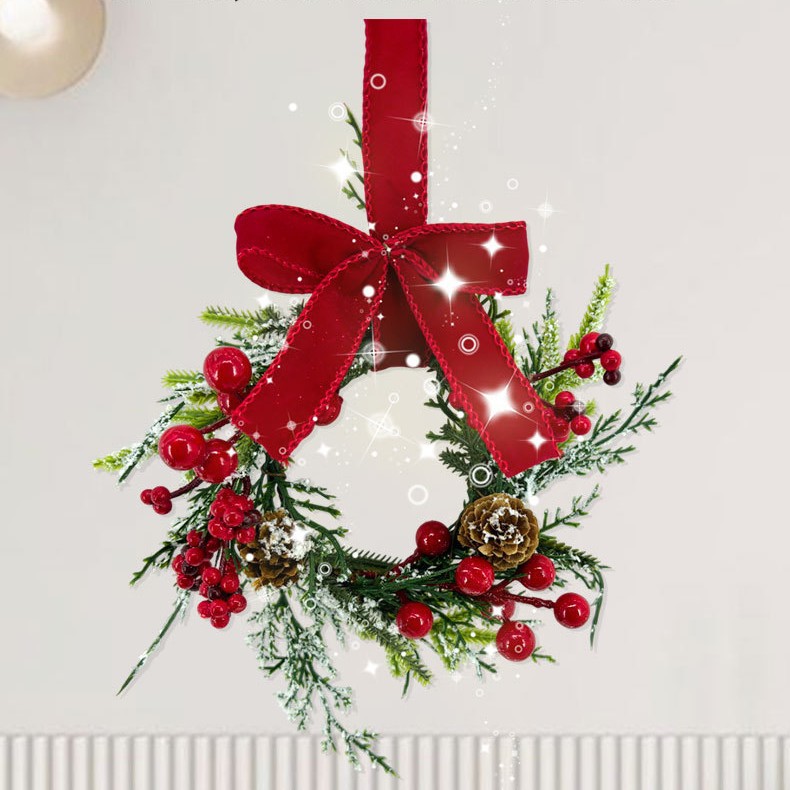 Christmas decorations wreath window layout door hanging tenon site layout Christmas pine cone wreath manufacturers