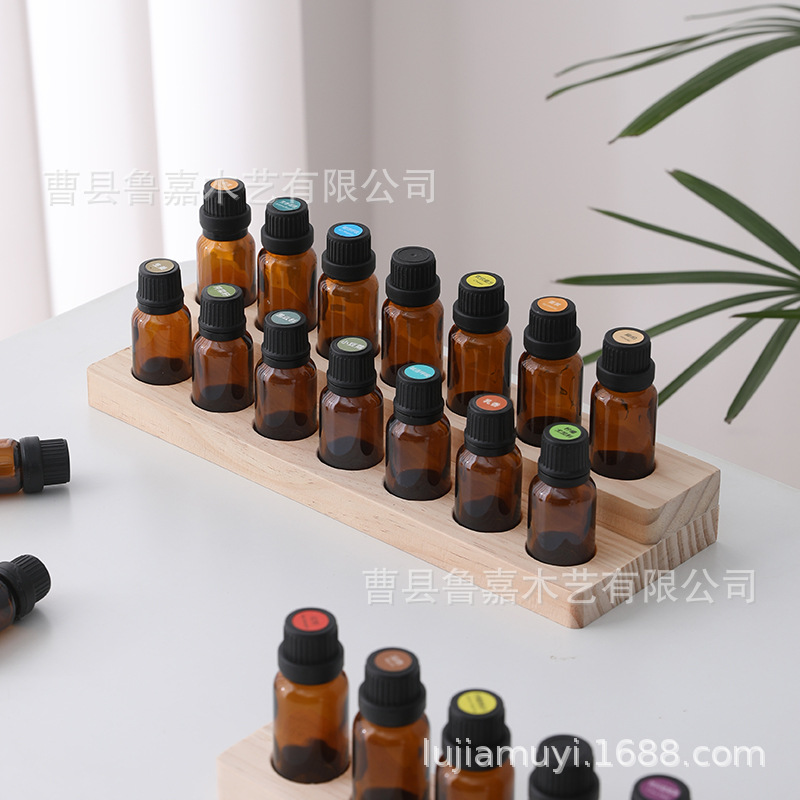 in stock wooden compartment multi-layer porous oil bottle storage finishing rack display display rack storage nail polish display
