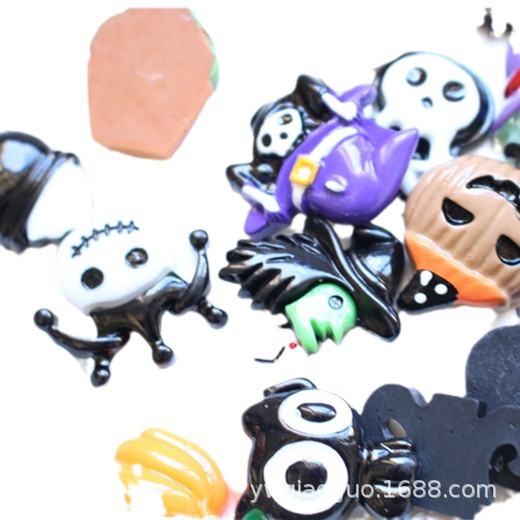 New Halloween Vampire Ghost Pumpkin Bat Resin Accessories DIY Halloween Hairpin Hairband Ring Accessories