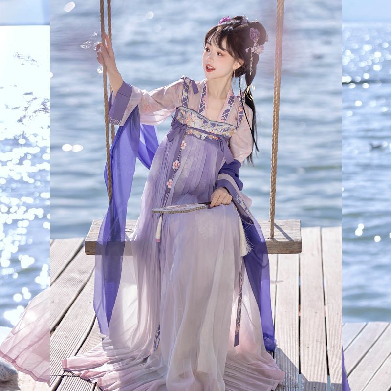 Wuxinyi Original [Spring Begonia] Tang-Made Han Dynasty Women's Straight Collar Double-Breasted Chest-Length Underskirt Daily Fairy Spring and Summer New Style