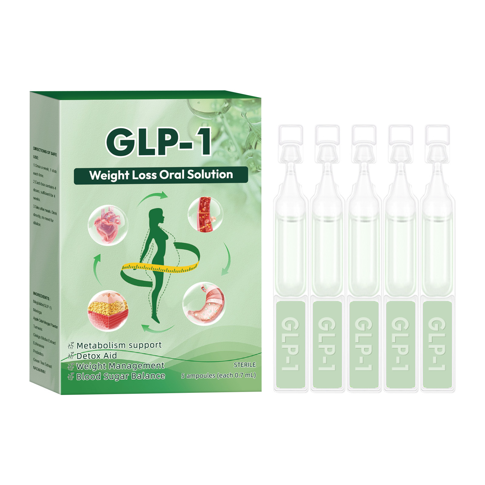 Cross-Border Unlabeled Glp-1 Body Care Drops Firming and Slimming Belly Body Shaping Oral Solution