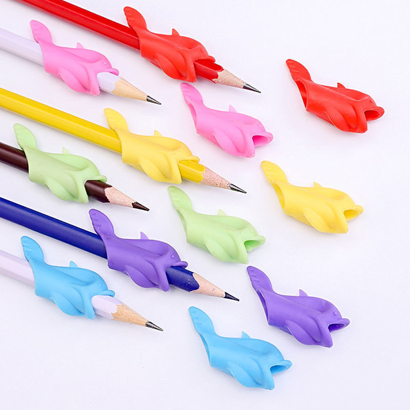 Dolphin pen grip children's writing grip cartoon soft silicone student pencil calligraphy learning fish straightener