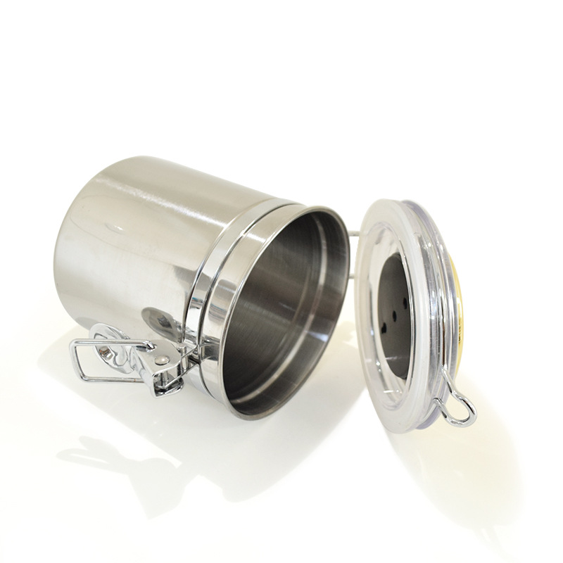 Stainless Steel Cigar Pipe Tobacco Can with Hygrometer, Cigar Humidifier, Gold and Silver Hygrometer