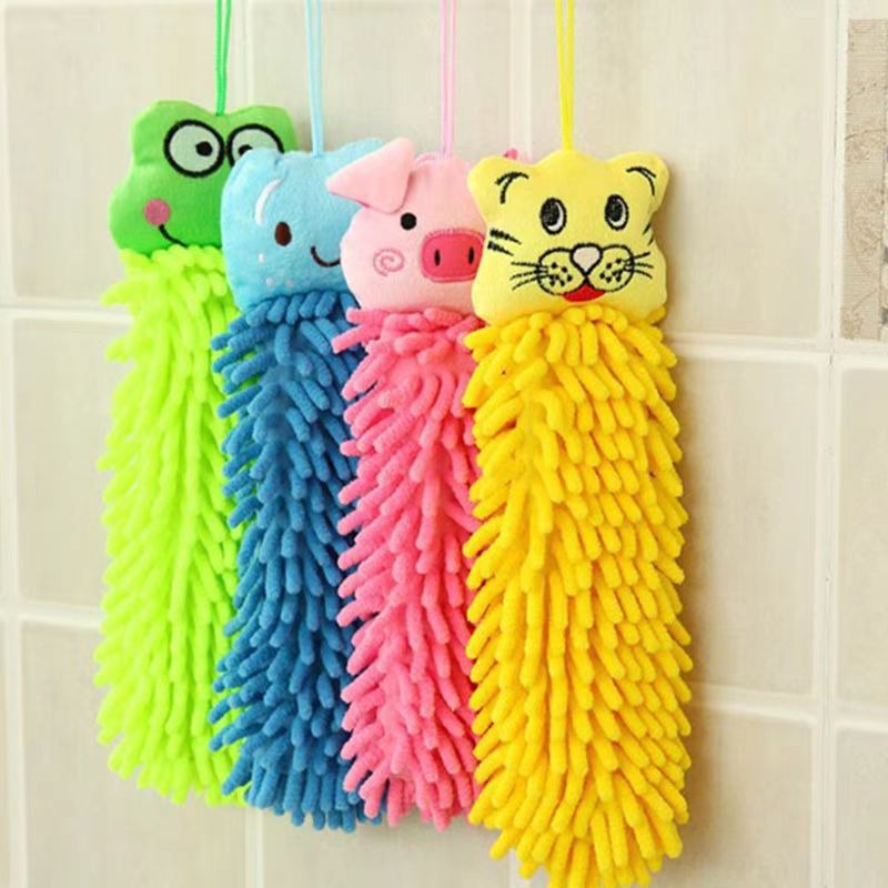 Manufacturer Sells Cartoon Animal Chenille Hand Towels, Hangable Coral Fleece Dish Towels, Wholesale Hangable Design