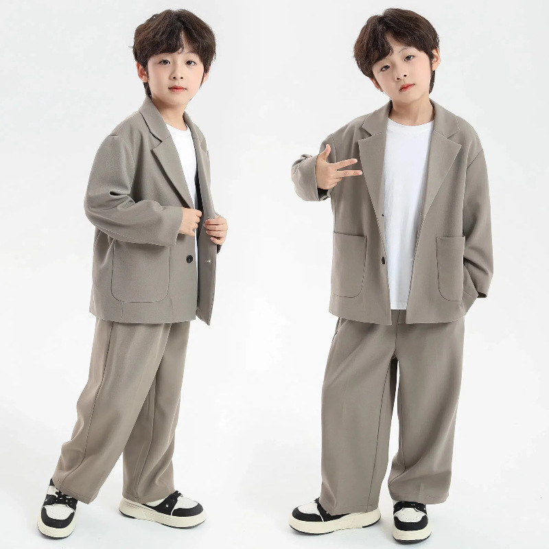 Trendy men's children's clothing suit casual suit 2025 spring and autumn boys high-end dress handsome suit fried street show