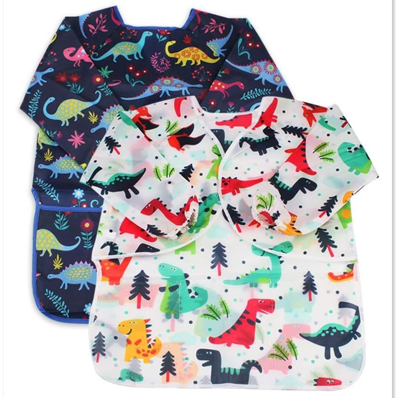 Cross-border factory children's apron art painting kindergarten painting clothes waterproof coverall baby anti-wear eating clothes