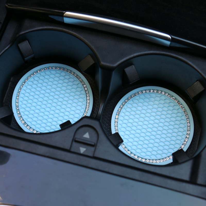 Creative Grid Honeycomb Cross-border Amazon Steam Car Water Cup Mat Multifunctional Car Storage with Rhinestone Anti-slip Mat