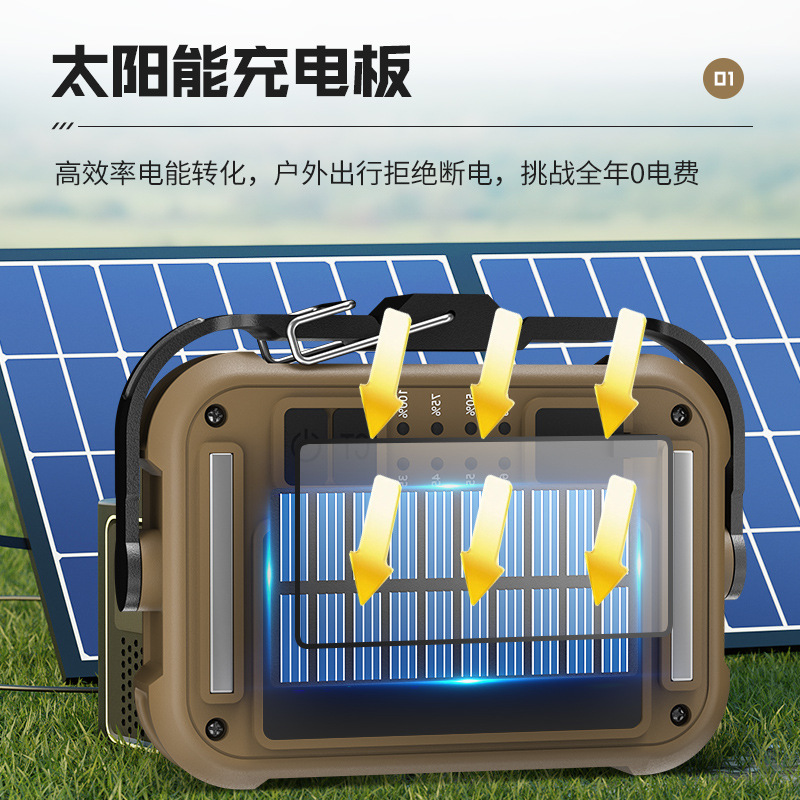 Cross-border new solar work lamp Type-C charging with hook magnetic camping multi-function light projection work lamp