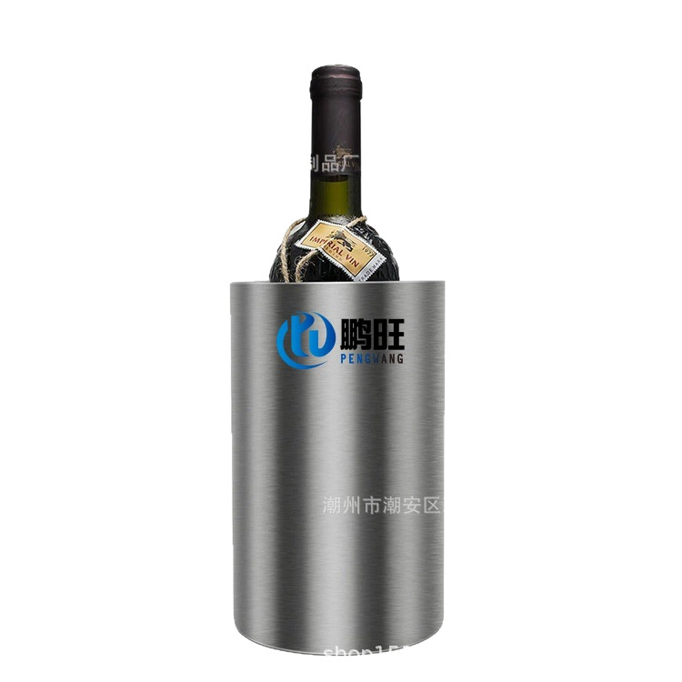 Source Factory Cross-Border 304 Stainless Steel Double-Layer Ice Bucket Straight Ice Wine Bucket 1800ml Red Wine Bucket Beer Bucket