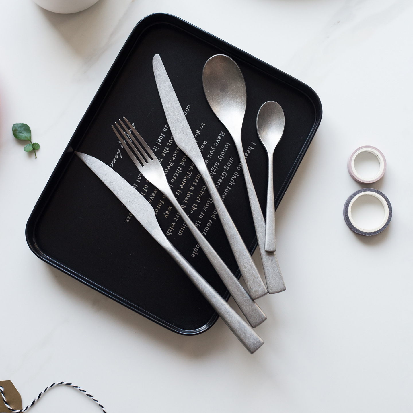 New Era Old Snowflake Sand 304 Stainless Steel Knife, Fork and Spoon 4-Piece Hotel Western Steak Tableware Gift Set