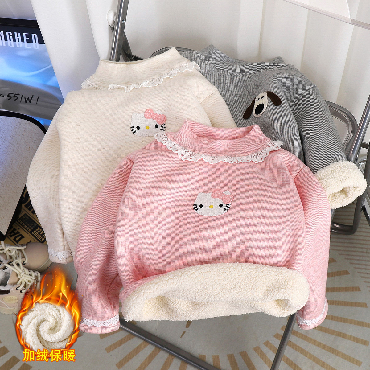 Флисовая кофта для мальчиков и девочек, осень-зима, теплый длинный рукав