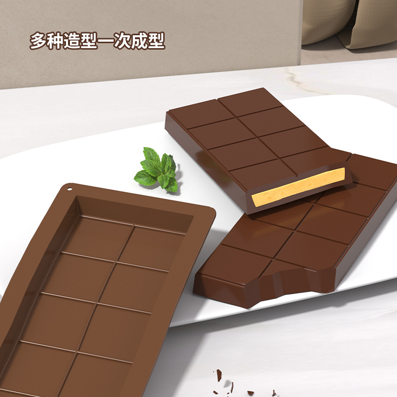 Food-Grade Cross-Border Ready-Stock New Square and Rectangular Silicone Cake Chocolate 10-Cavity Candy Mold