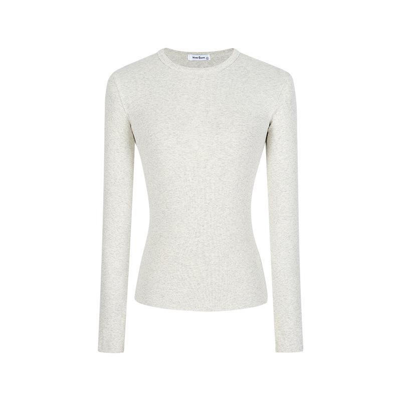 Nicole Real Cartoon Figure 2024 Autumn New Slim-fit Sexy Slimming Solid Color All-match Base Top Long-sleeved T-shirt