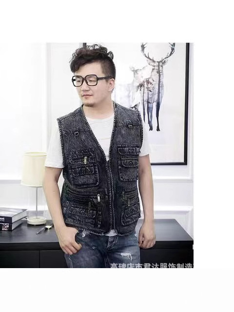 Foreign Trade Customized Cross-Border Dropshipping Waistcoat Photography Loose Vest Multi-Pocket Fishing Vest Men's Denim Vest