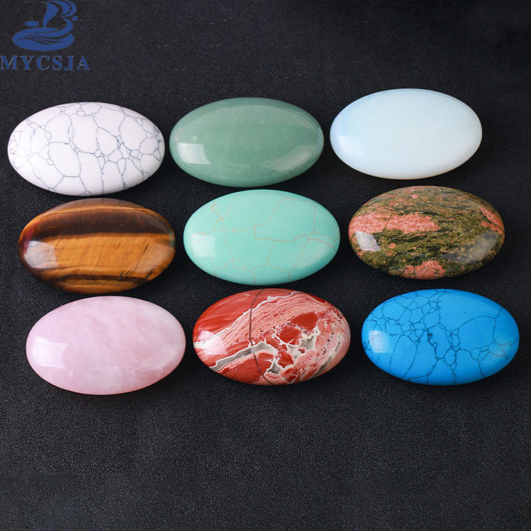 MYCSJA яйцевидный двусторонний овальный многоцветный полудрагоценный камень, кристальная ручка, ручные изделия, украшения из руды