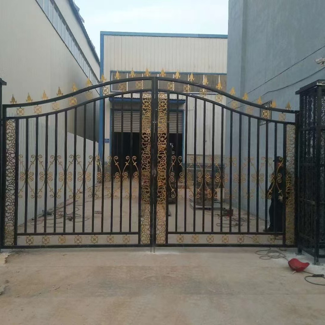 Villa Courtyard Gate European-Style Wrought Iron Gate Retro Iron Gate Multi-Specification Factory Area Double-Door Wrought Iron Gate