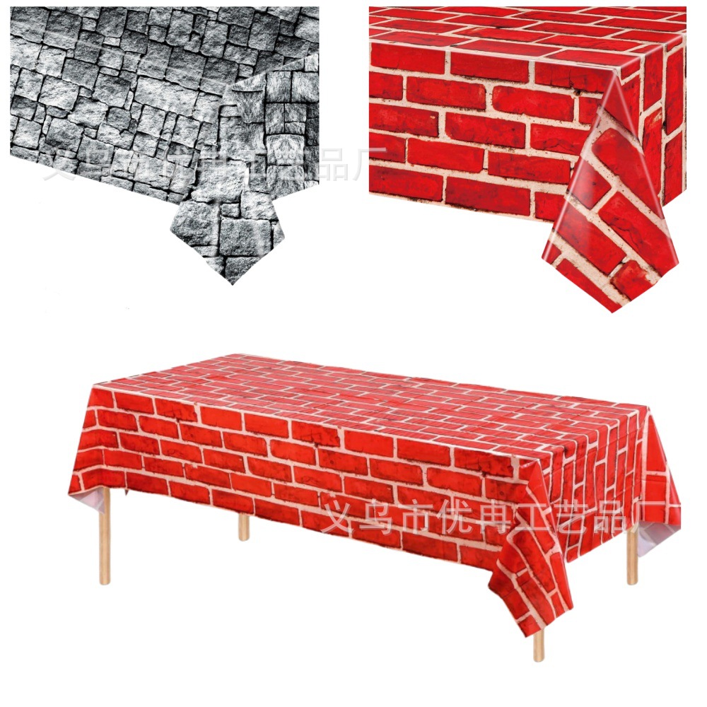 Тема скатерти из красного кирпича, одноразовая пластиковая скатерть для праздников