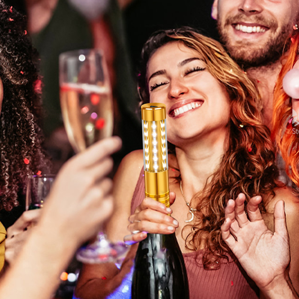 Cross-Border Led Rechargeable Luminous Flash Stick Bar Ktv Handheld Flash Stick Wine Extended Atmosphere Champagne Stick Wholesale