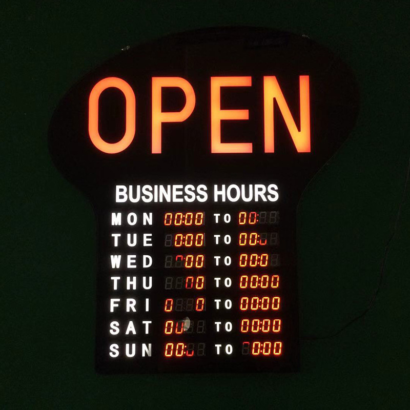 Time sign to work business hours sign led kanban display digital light box