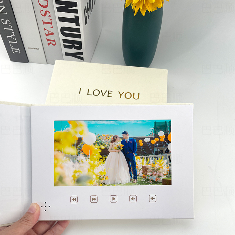 Gold Foil Textured Special Paper Time-Lapse Video Greeting Card for Girls' Holidays, Birthdays, Creative Custom Blessings, High-Definition Digital