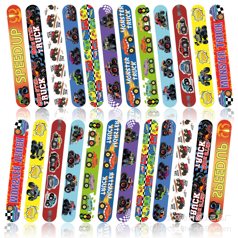 Amazon Cross-Border Cartoon Monster Truck Snap Ring Bracelet Children's Toy Decorative Truck Racing Snap Ring