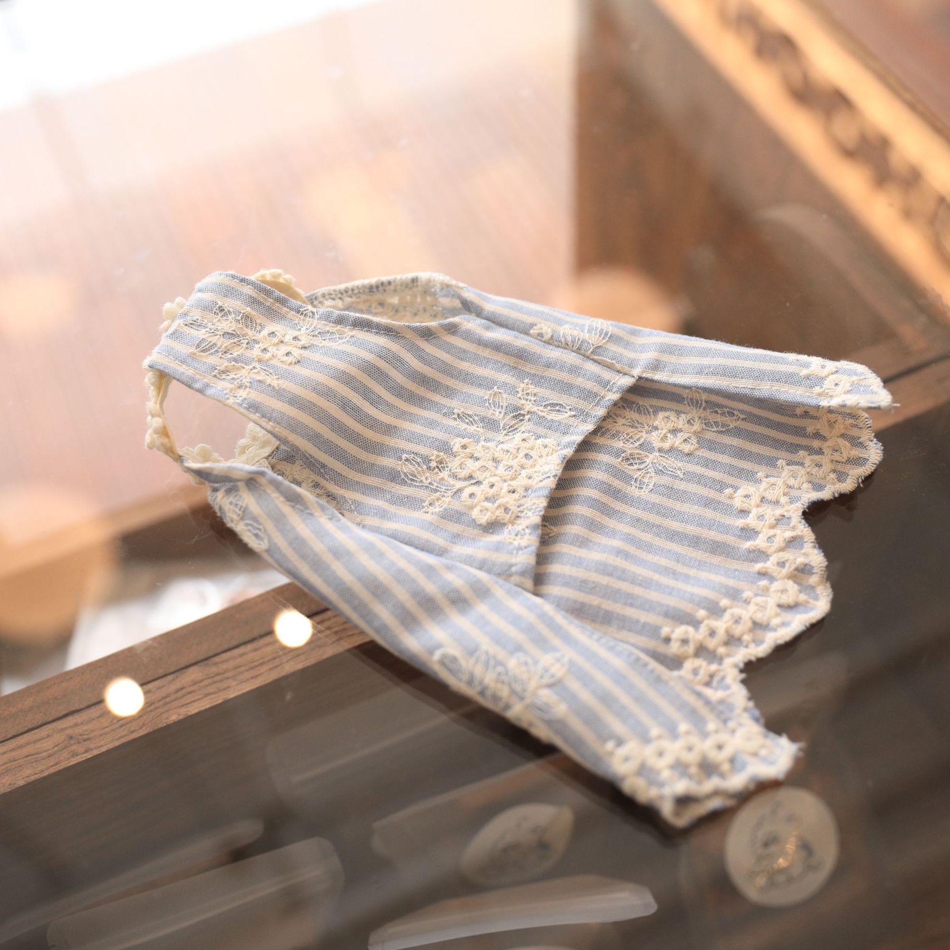 Pet Skirt Embroidered Striped Cotton dress Cool Breathable Dog Clothes Small Dog Yorkshire Bears