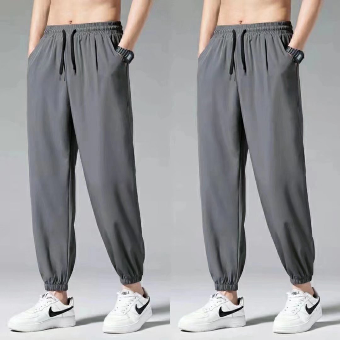 plus size Ice Silk Pants Men's Summer Ins Trendy Brand Trendy All-match Loose Leg-toe Sports Casual Cropped Pants