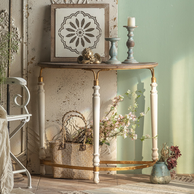 American Style Retro Style Internet Celebrated Homestay Decorative Shelf Designer Semi-circular Flower Shop Multi-color Wall Hallway Table