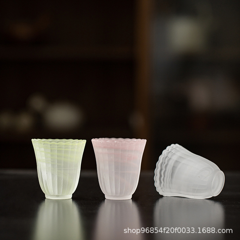 Ink Glazed Tea Cup Frosted Crystal Glass Master Cup Single Tasting Cup Kung Fu Tea Set Small Tea Cups for Drinking Tea