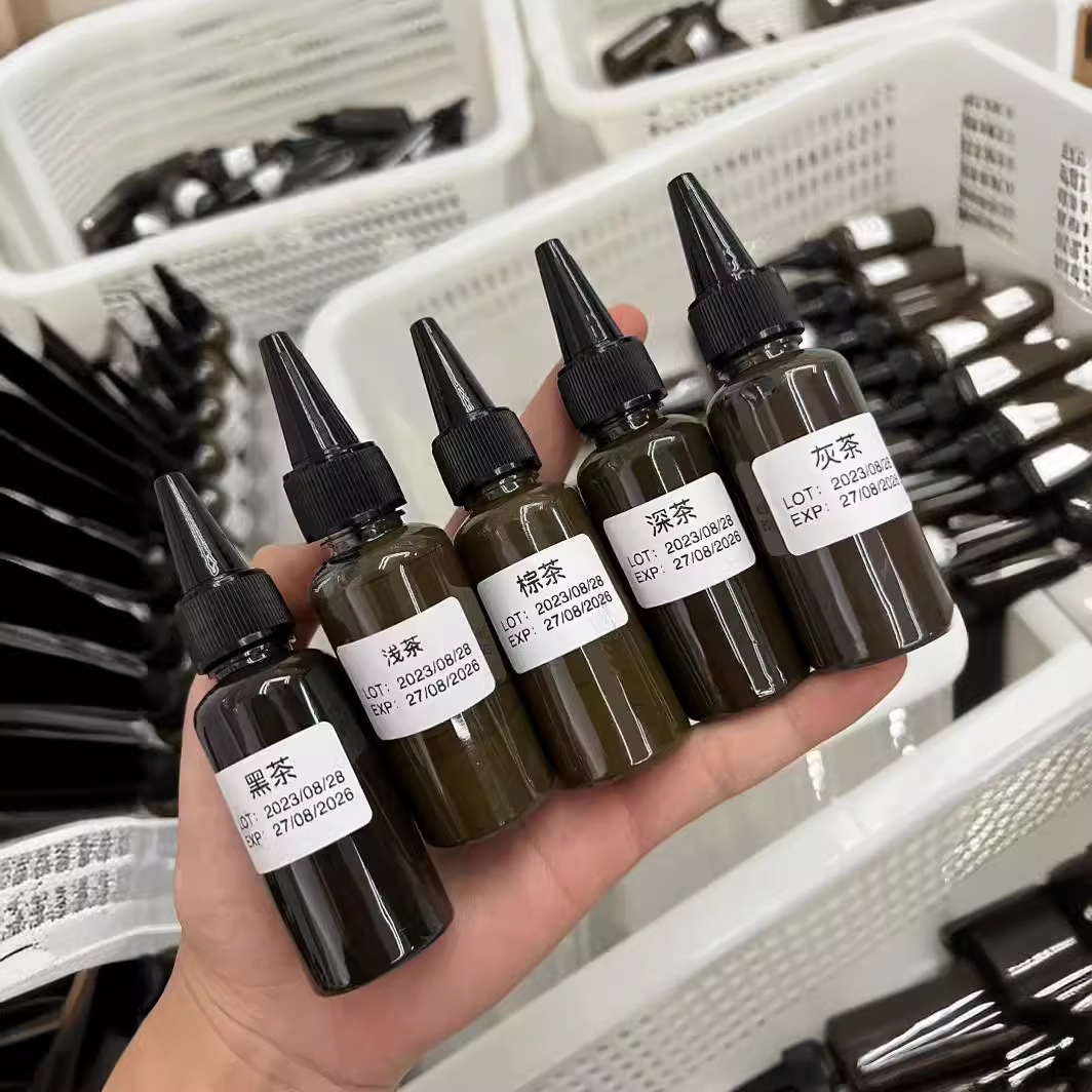 New 30ml large bottle brown black tea dark tea tattoo embroidery color material eyebrow eye lip finishing makeup no Red no hair blue milk