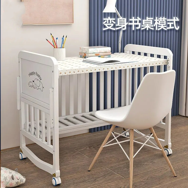 Белая кроватка из массива дерева, многофункциональная, с возможностью сборки