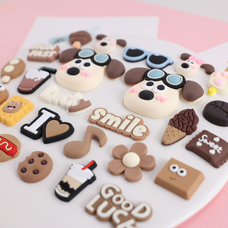 Flying dog safety helmet glasses puppy PVC soft rubber accessories DIY mobile phone case ipad decorative hole shoes refrigerator sticker