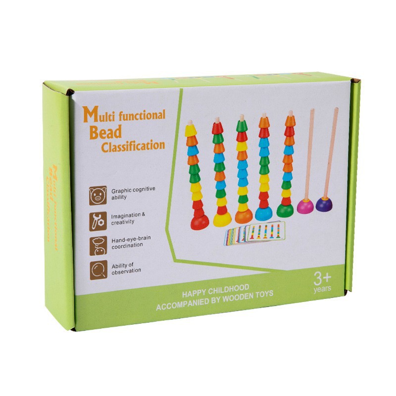 Cross-border geometric matching set column hand-eye coordination color classification cognitive beads beads operation children's educational toys