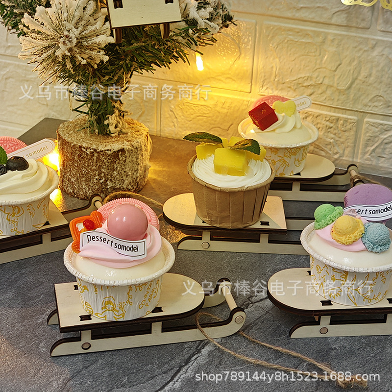 New Christmas Wooden Crafts Holiday Assembled DIY Home Mini Snow Car Desktop Ornaments Log Color Pattern