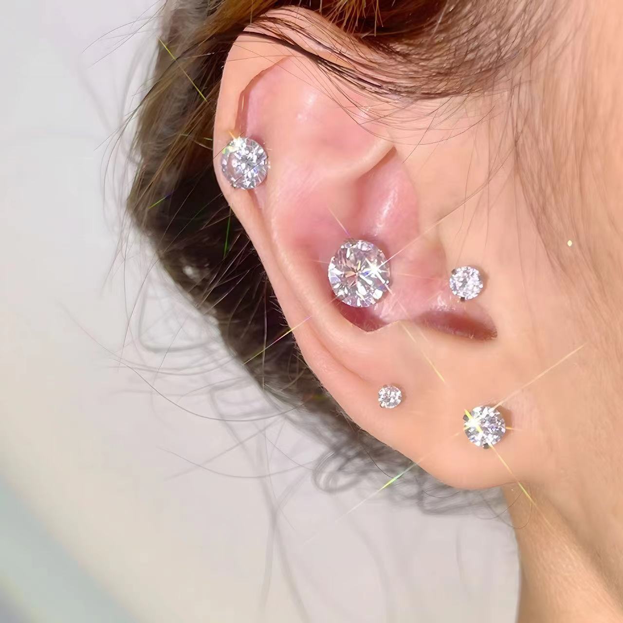 Titanium steel earring four-claw 316 earring hollow claw holder accessories zircon millennial rose claw processing diamond screw earring