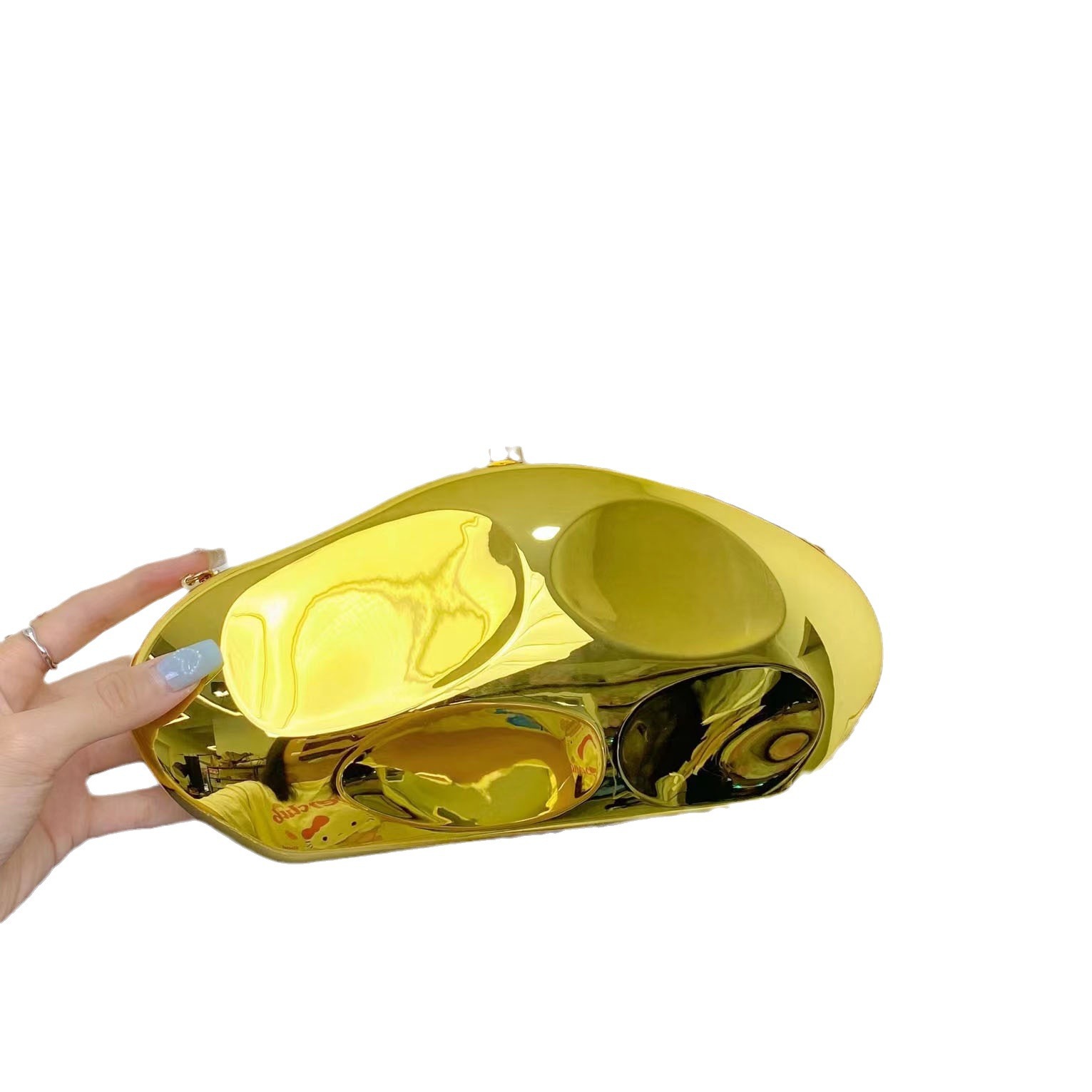 Golden Acrylic Shiny Metallic Meteorite Box Shell Clouds Banquet Bright Noodles Dumplings Hand Crossbody Bag
