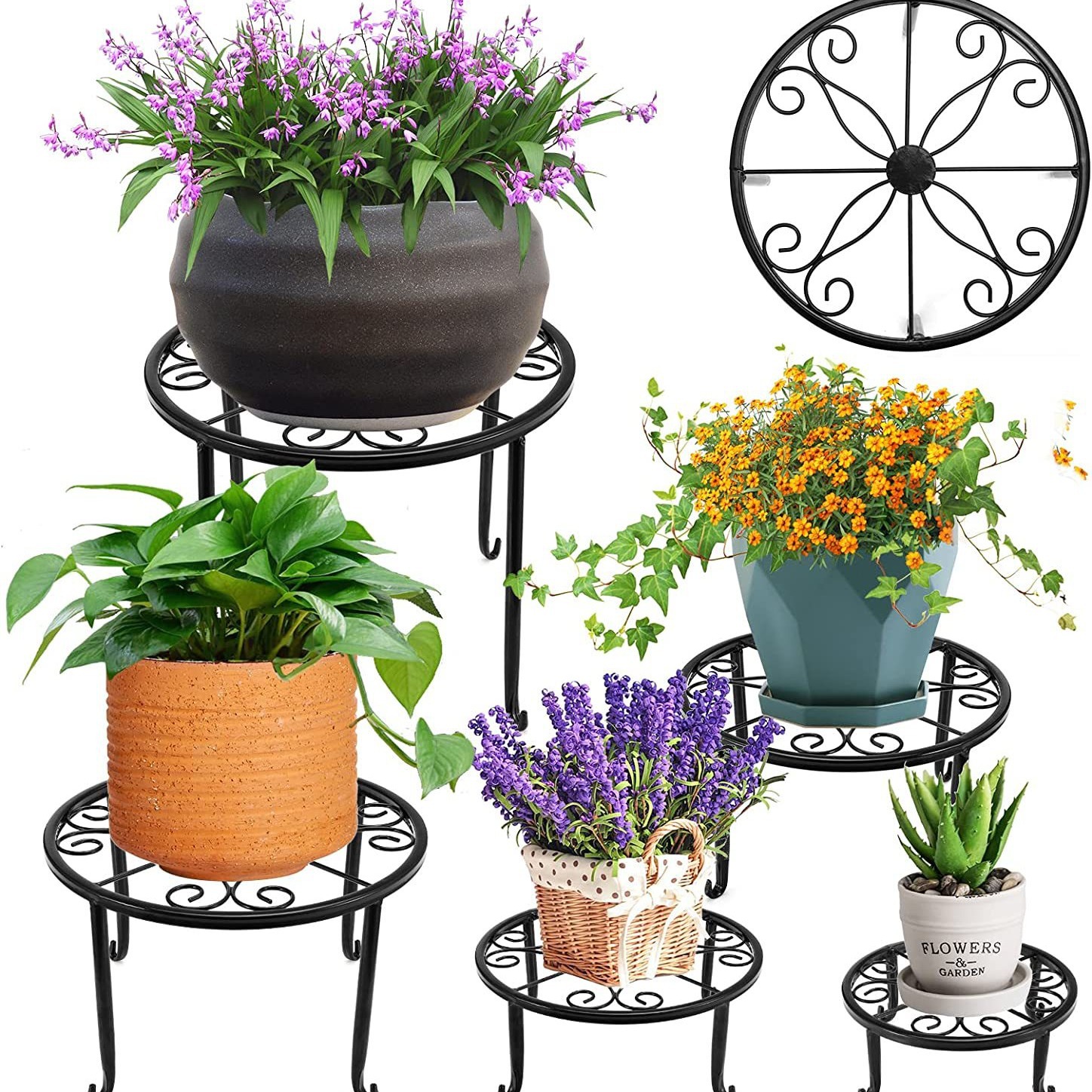 Одноярусный железный цветочный стенд для балкона, уличный, для орхидей, набор из пяти частей