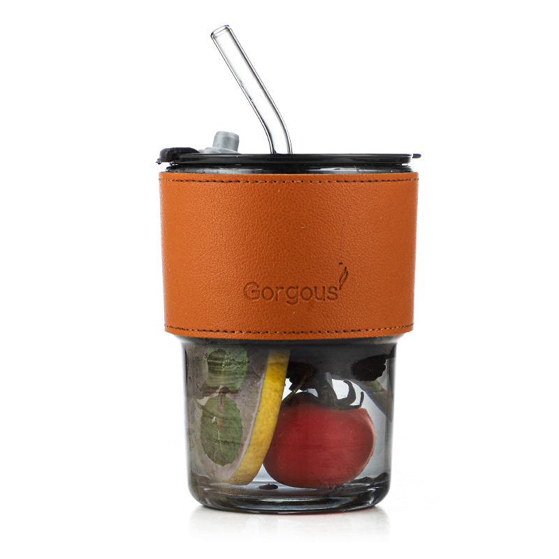 Wholesale Glass water cup bamboo cup internet celebrity ins wind belt straw water cup office high-looking gift water Cup