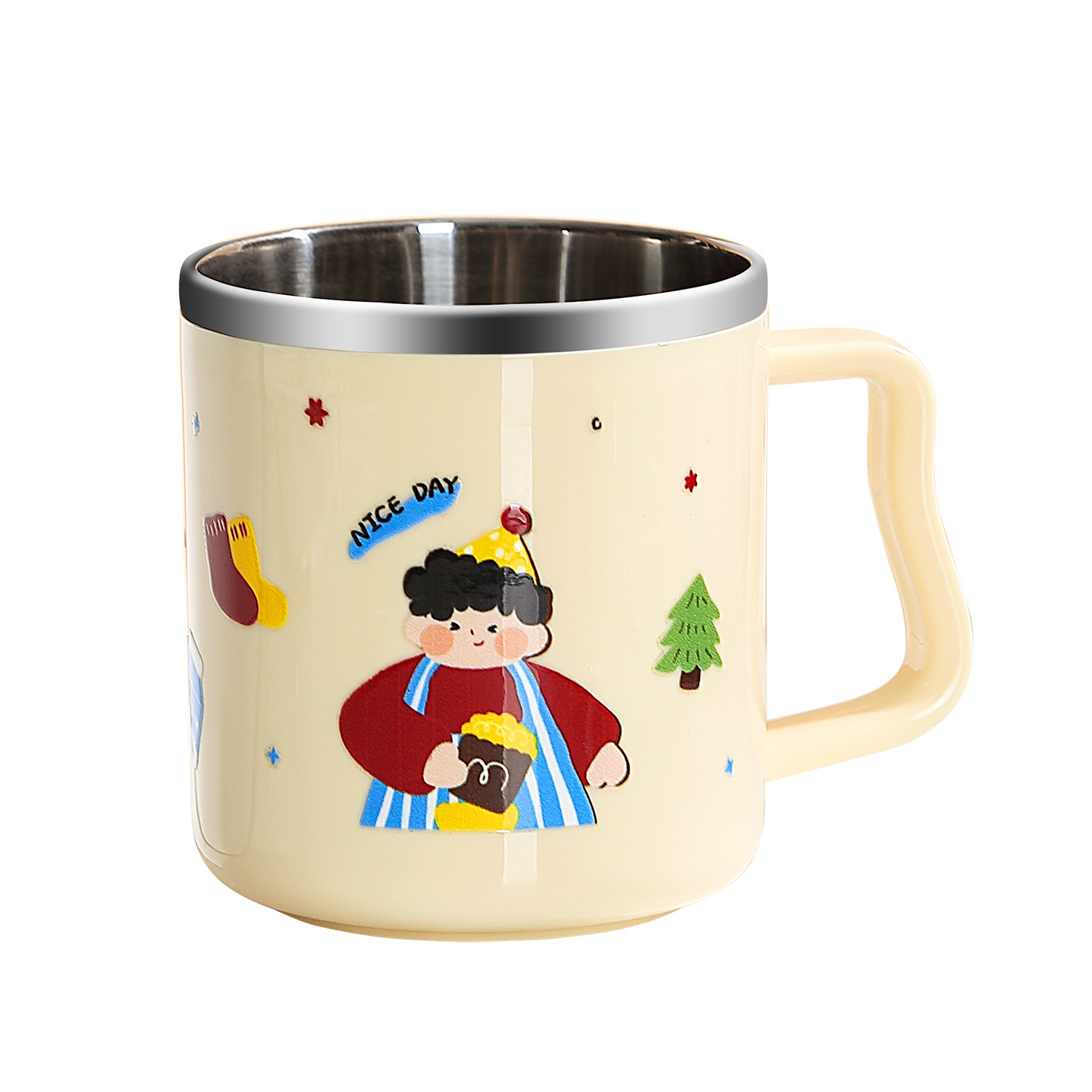 Wow, 304 Stainless Steel Mouthwash Cup, Family Series with Handle, Round Mouthwash Cup, Multiple Sizes, Enlarged Toothbrush Cup