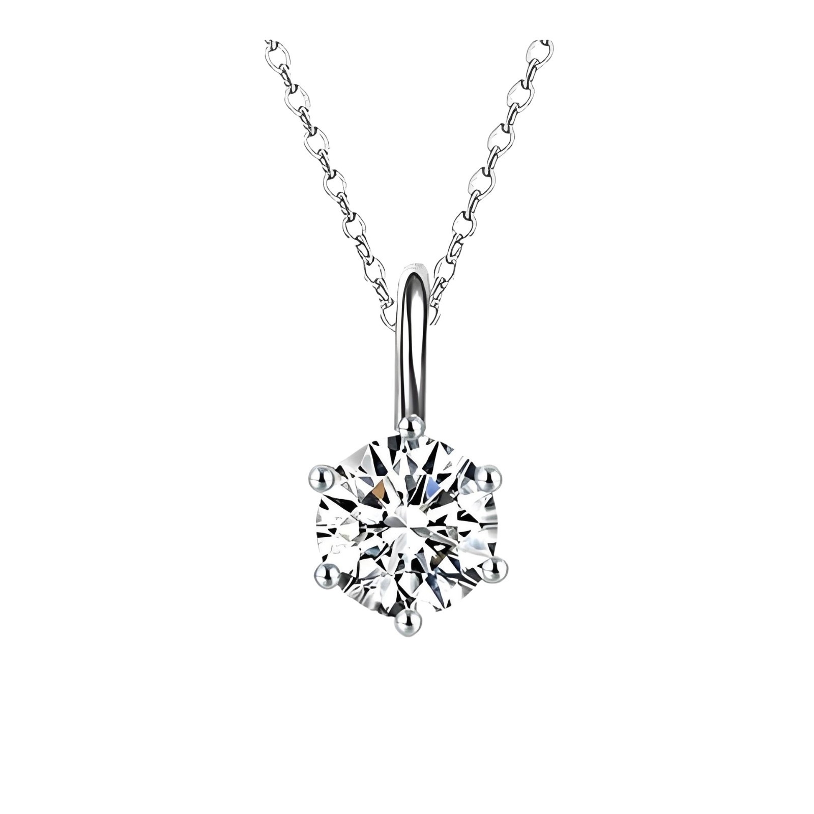 18K Gold Pt950 Simple Four-Claw 1 Carat Cultivated Diamond Pendant Necklace Set Synthetic Diamond Necklace