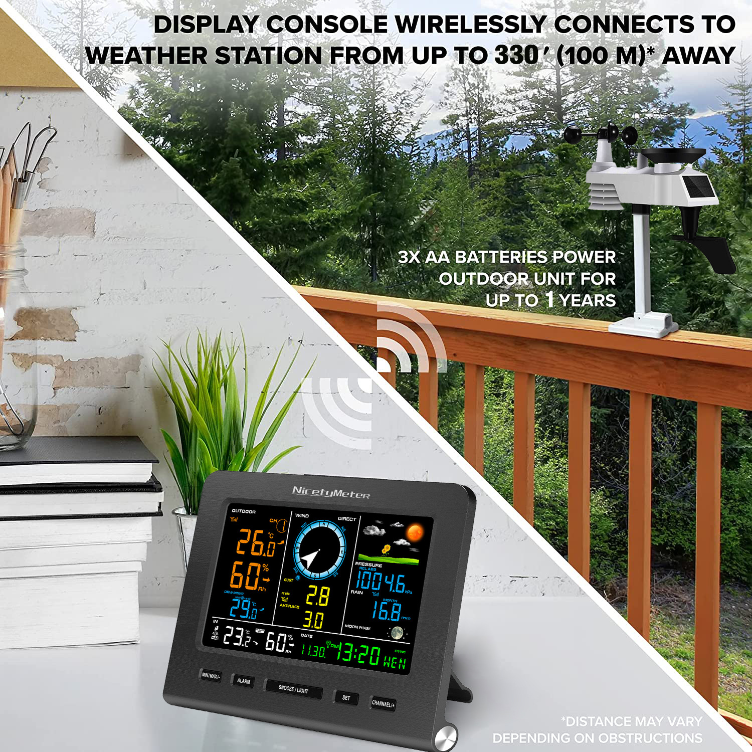Wireless Weather Station | Real-Time Monitoring of Wind, Rain, and Dual Temperature and Humidity, Weather Forecast, Cross-Border Exclusive Hot-Selling Smart Device