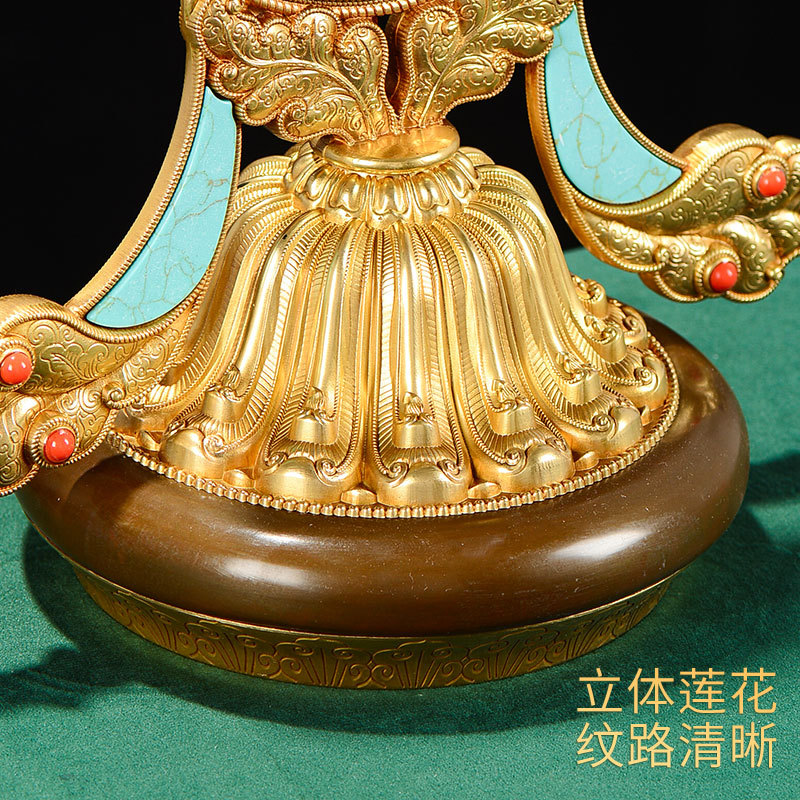 Eight Auspicious Golden Wheel Ornaments Buddha Front Ornaments Copper Carved Gold Wheel Treasure Seven Political Treasures Eight Treasures Buddha Hall Supplies