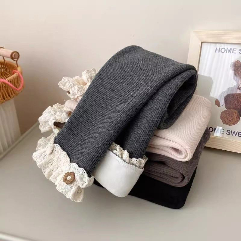 Леггинсы с флисовой подкладкой для девочек, стильный однотонный бархатный верх, осенние и зимние теплые брюки для детей