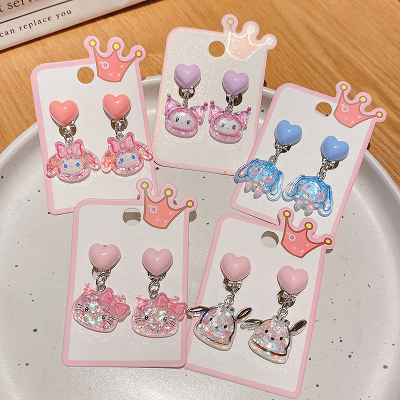 Милые мультяшные детские клипсы-серьги Новые сладкие серьги Принцессы