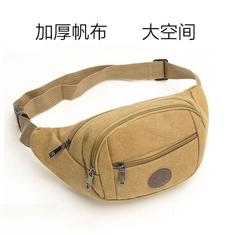 Men's Waist Bag Canvas Large Capacity Multi-Layer Business Chest Bag Sports Mobile Phone Bag Construction Site Work Casual Bag Stall Bag