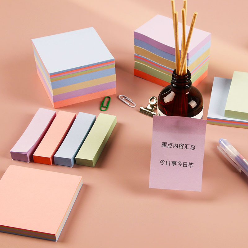 Morandi Color Sticky Notes Colorful Student Stationery Message Note Notes Office Stickable Hand-Tearable Note Paper Wholesale