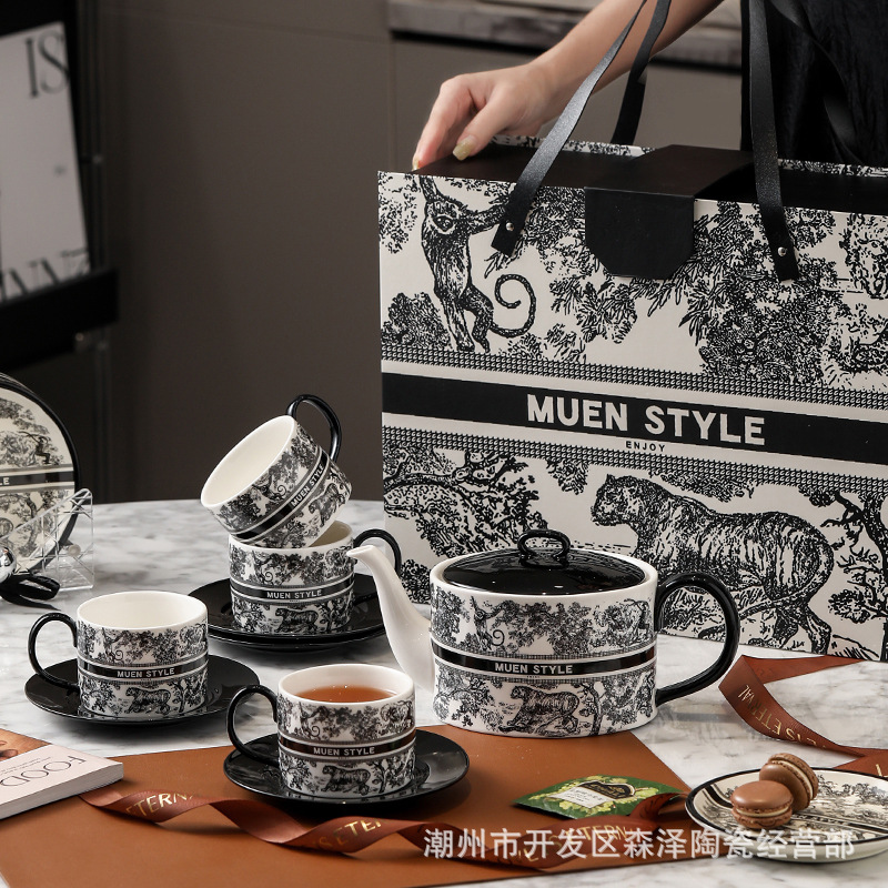 Комплект цветочного чайника для дома, здоровье, фруктовый чайник, изысканные чашки и блюдца, керамический чайный набор, подарочная коробка