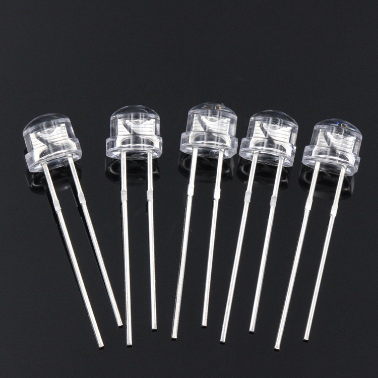 F5 Straw Hat Lamp Bead Straw Hat Blue Lamp Light-Emitting Diode 5mm Lamp Bead Transparent Normal Foot Led Lamp Plug-In Lamp Strip