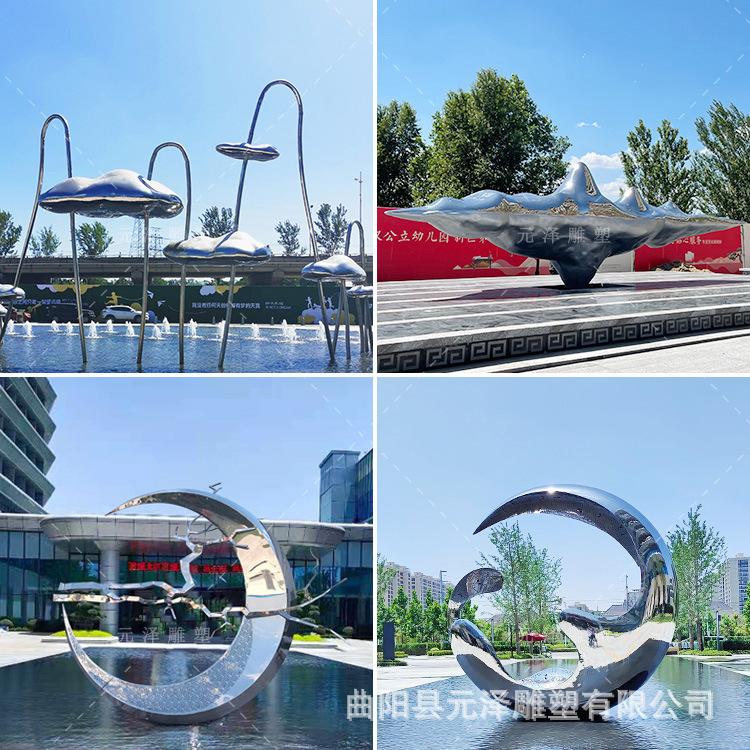 Large Stainless Steel Sculpture Manufacturer Deer Spray Water Landscape Ring Park Forest Light Luxury Creative Floor-Standing Ornaments 
 304