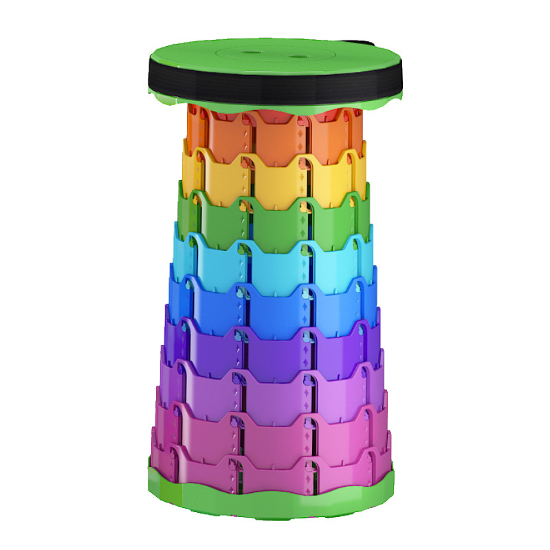 Cross-border Wholesale Rainbow Telescopic Stool Outdoor Portable Plastic Folding Stool Adjustable Train Queuing Fishing Stool